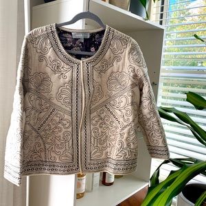 NWT Anthropologie/Daniel Rainn Embroidered Open Bomber Jacket